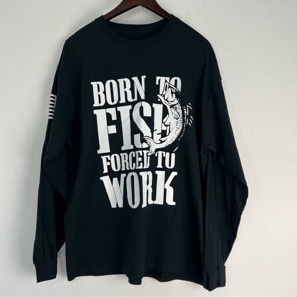 We The People Born to Fish graphic tee Long Sleeve Shirt Size XL Rare